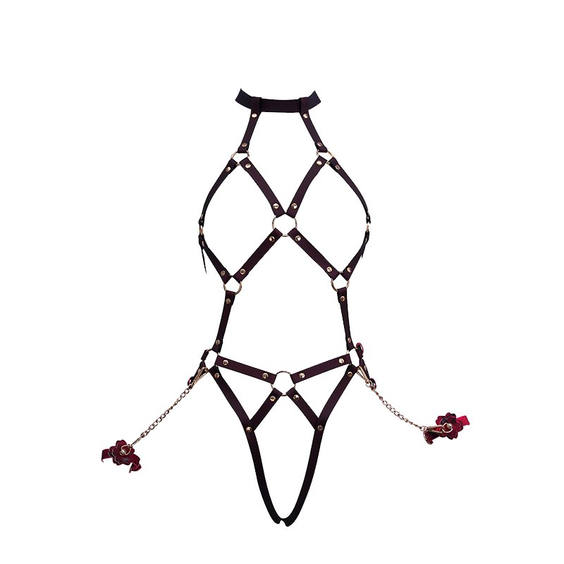 Color Change Bondage Harness - PU Leather Bondage Gear