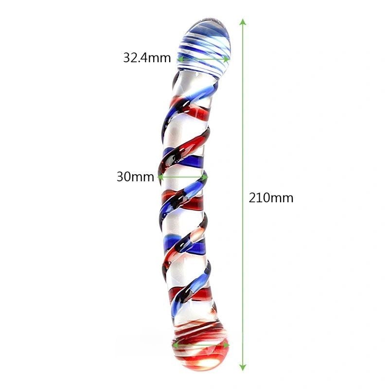 Colorful Double Glass Dildo 8.26in - Double-Ended Dildo