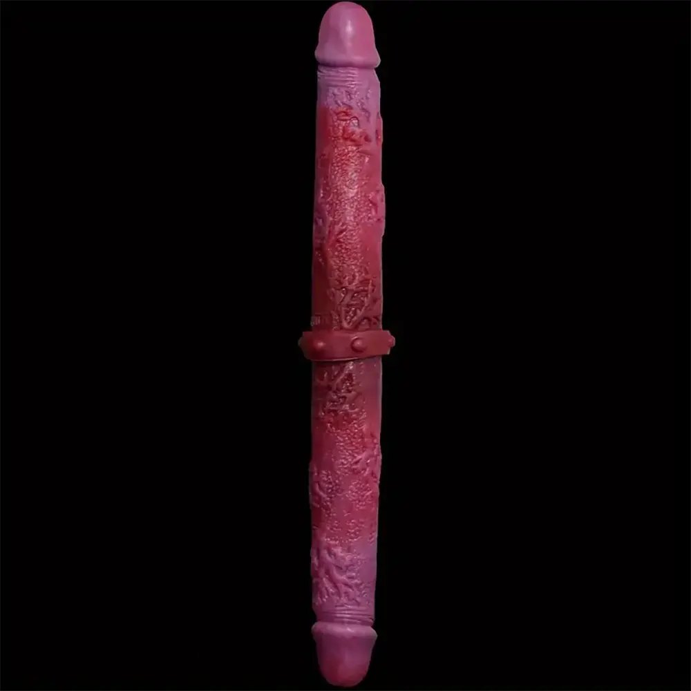 Colorful Double-Head Dildo 14.96 in - Silicone Strap-On Dildo