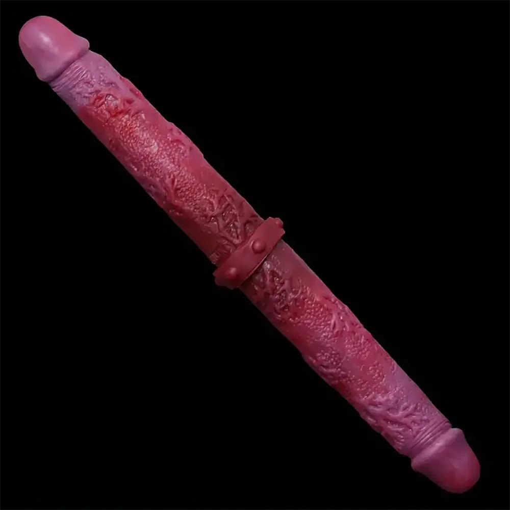 Colorful Double-Head Dildo 14.96 in - Silicone Strap-On Dildo