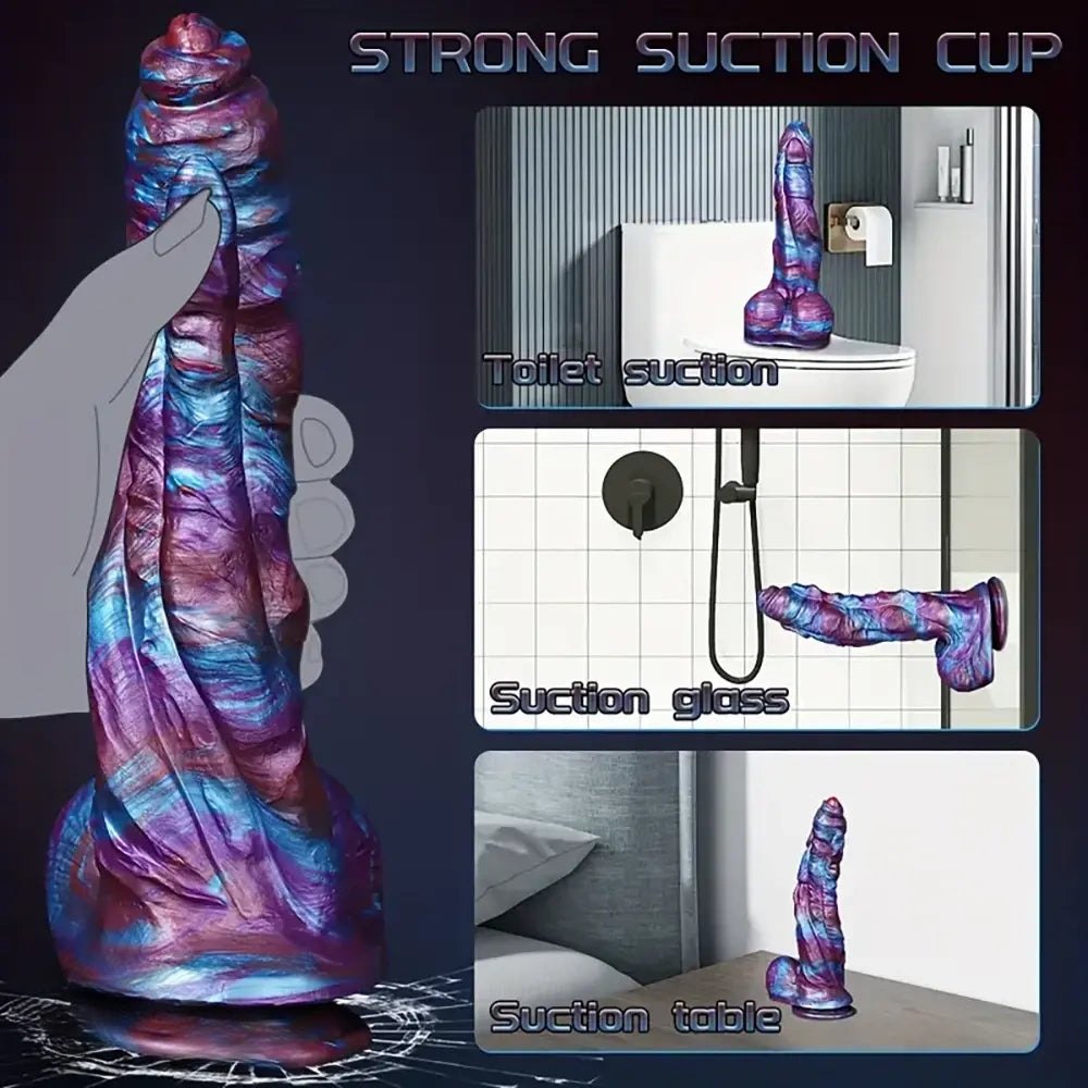 Colorful Swirl Textured Fantasy Dildo - Monster Dildo