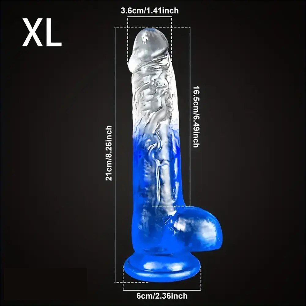 Colorful Textured Fantasy Dildo - Transparent TPE Realistic Dildo