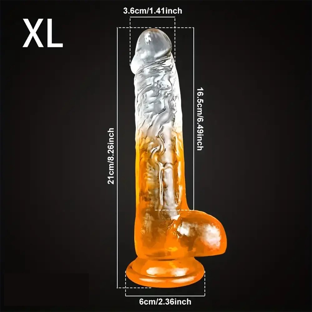 Colorful Textured Fantasy Dildo - Transparent TPE Realistic Dildo