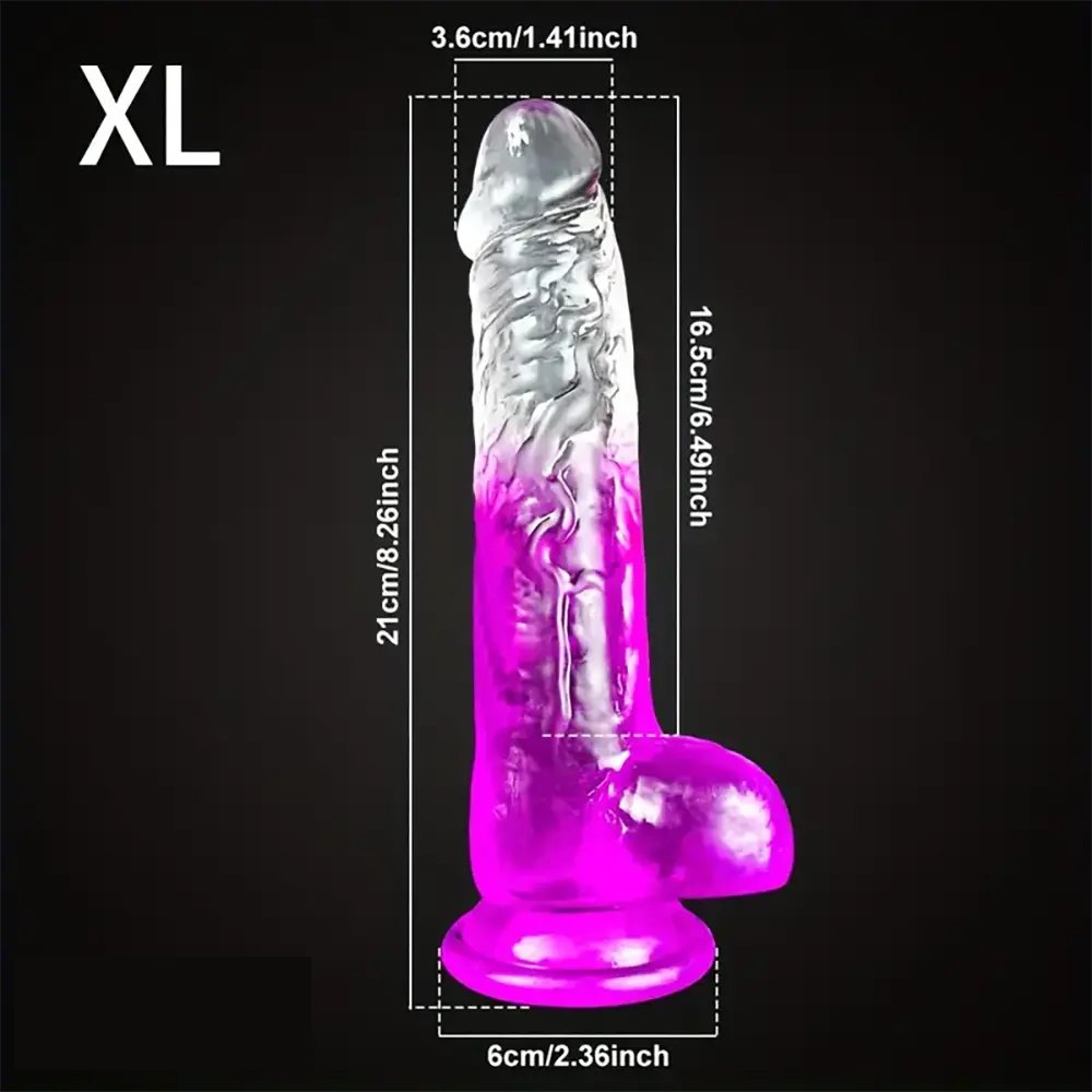 Colorful Textured Fantasy Dildo - Transparent TPE Realistic Dildo