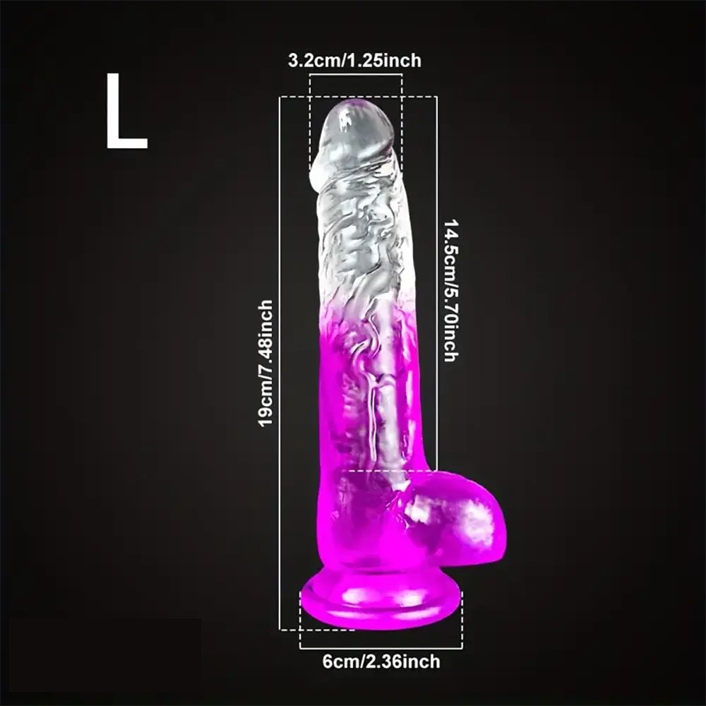 Colorful Textured Fantasy Dildo - Transparent TPE Realistic Dildo