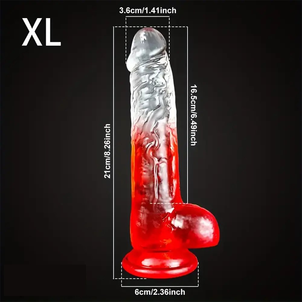 Colorful Textured Fantasy Dildo - Transparent TPE Realistic Dildo