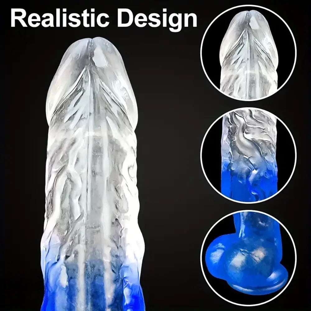 Colorful Textured Fantasy Dildo - Transparent TPE Realistic Dildo