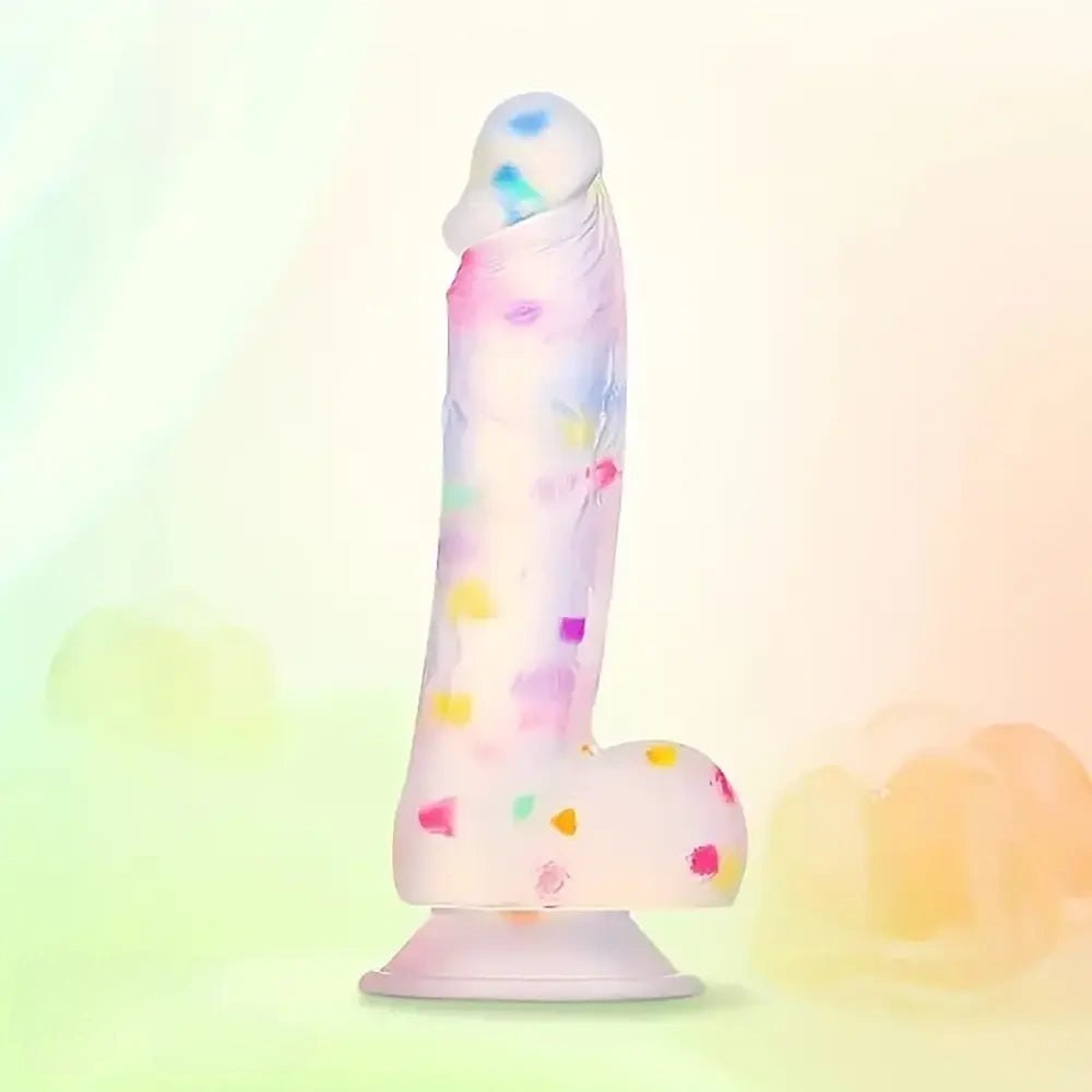Confetti Jelly Dildo 7.6in - Realistic Silicone Dildo