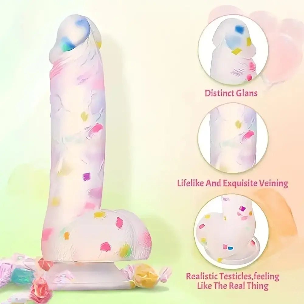 Confetti Jelly Dildo 7.6in - Realistic Silicone Dildo