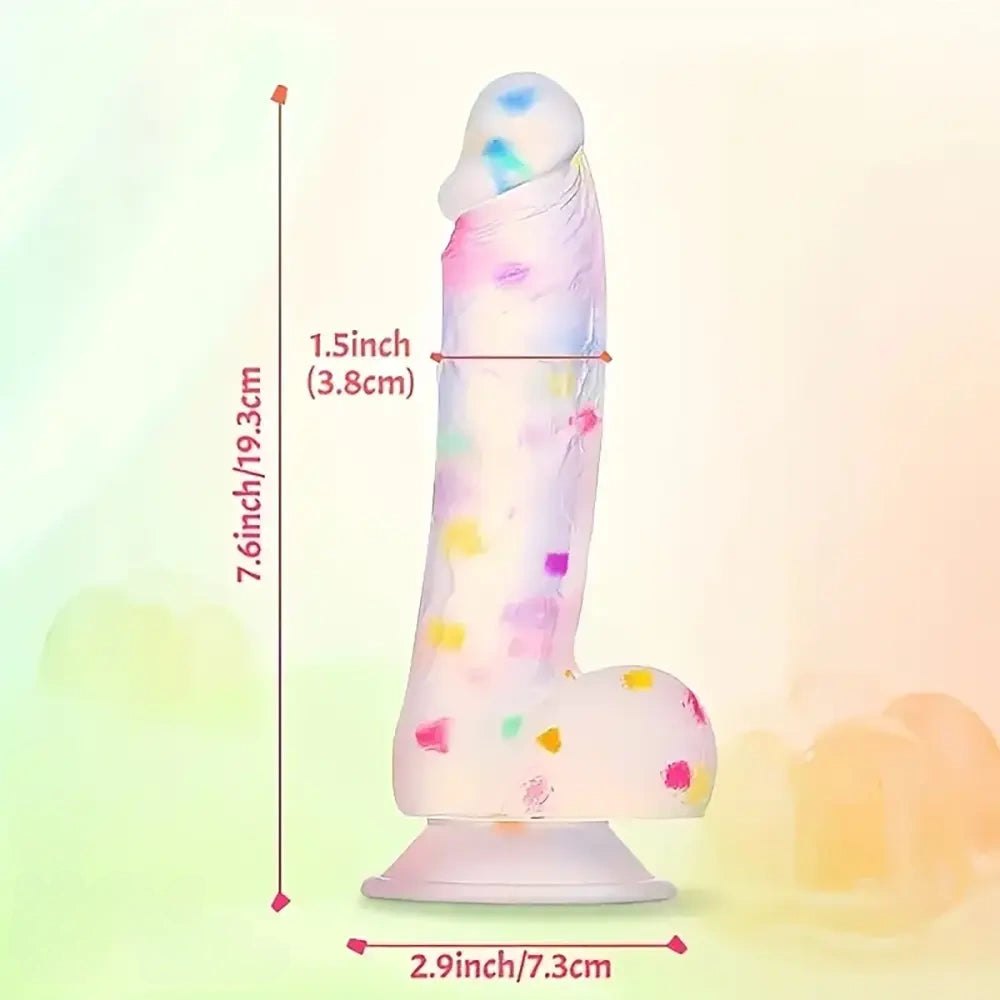 Confetti Jelly Dildo 7.6in - Realistic Silicone Dildo