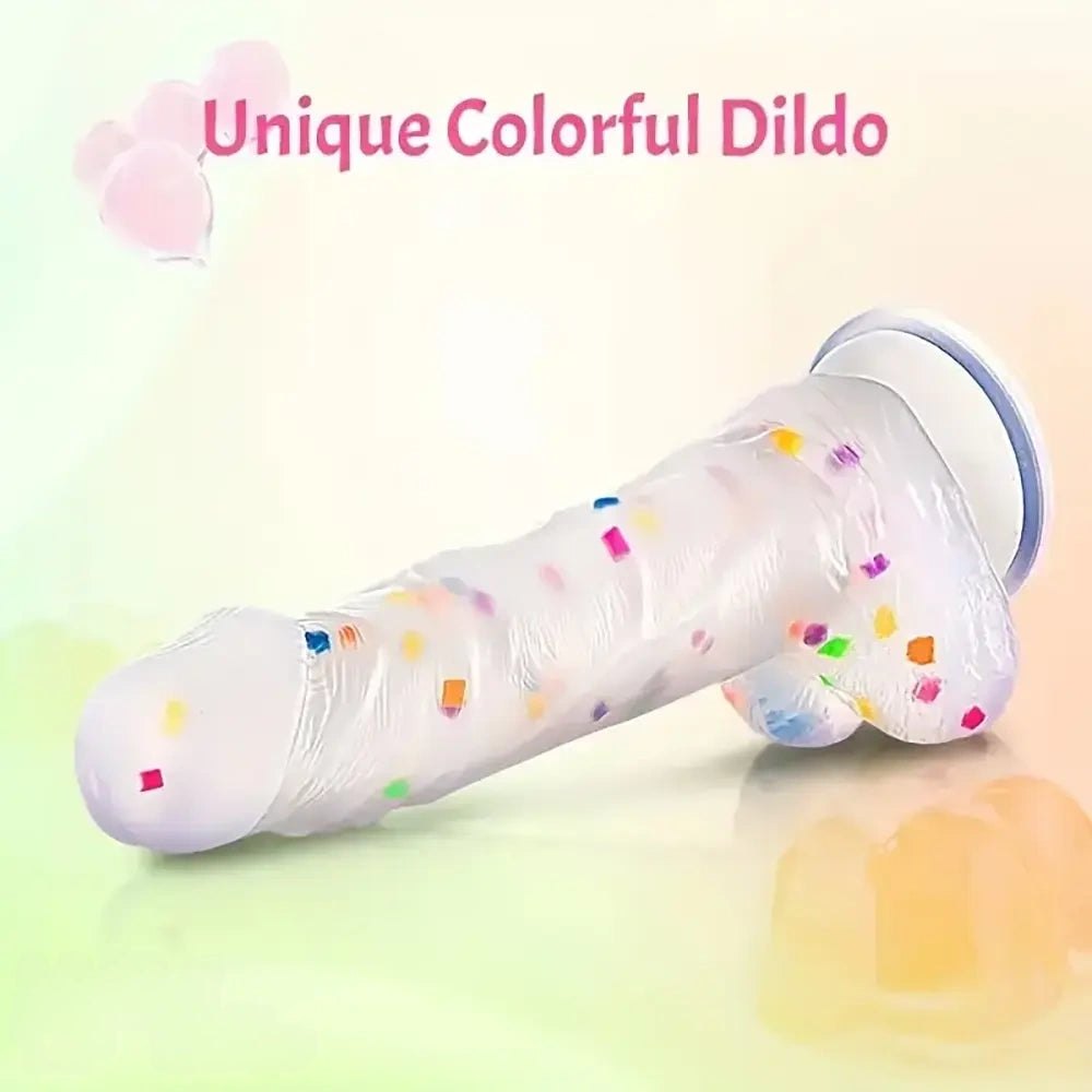 Confetti Jelly Dildo 7.6in - Realistic Silicone Dildo