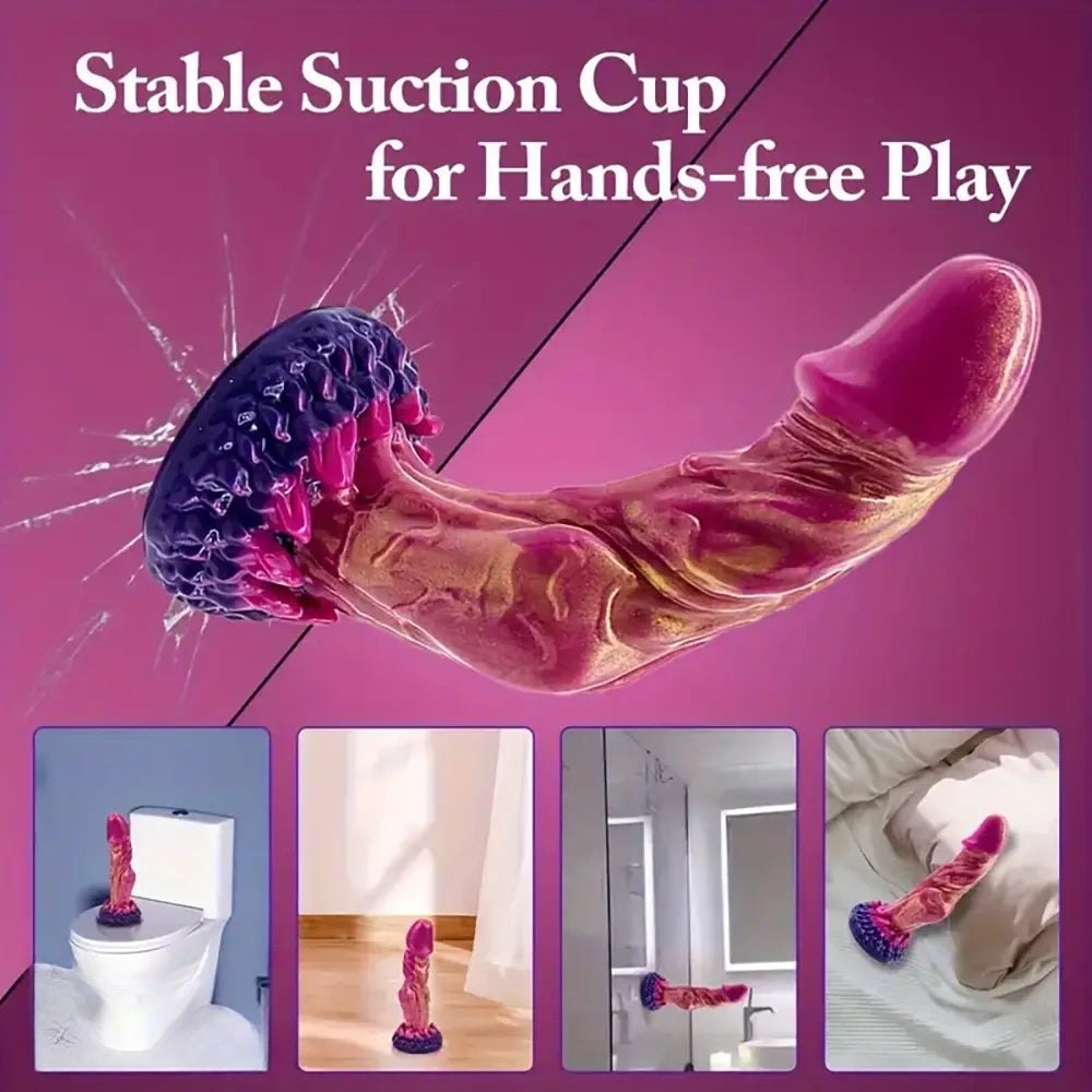 Coral Base Monster Dildo - Marbled Silicone Fantasy Dildo