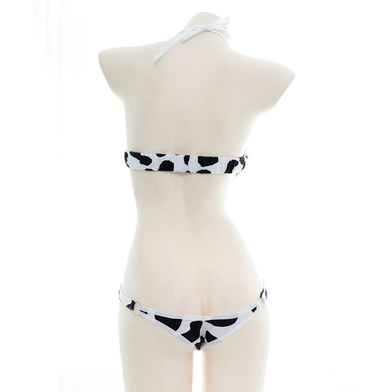 Cow Print Halter Cutout Bodysuit - Lingerie Bodysuit for Women