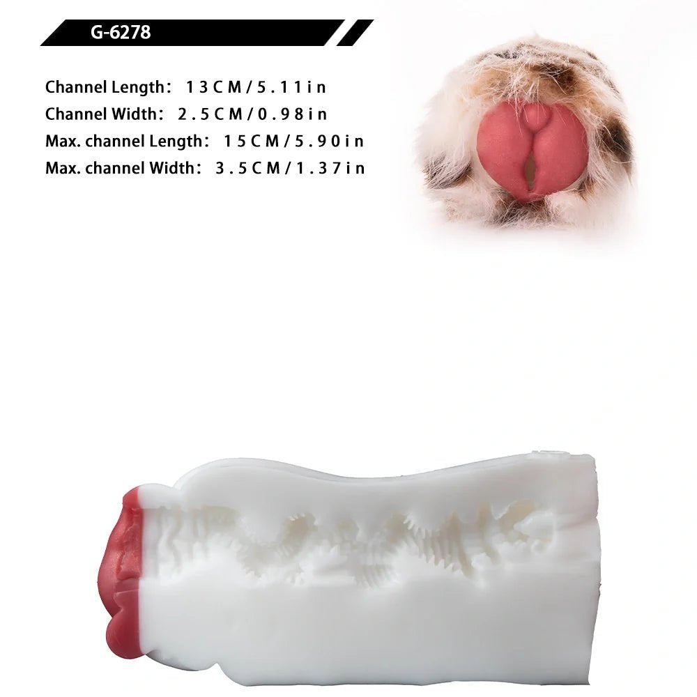 Cream Spotted Furry Masturbator - Soft Single Entry Stroker