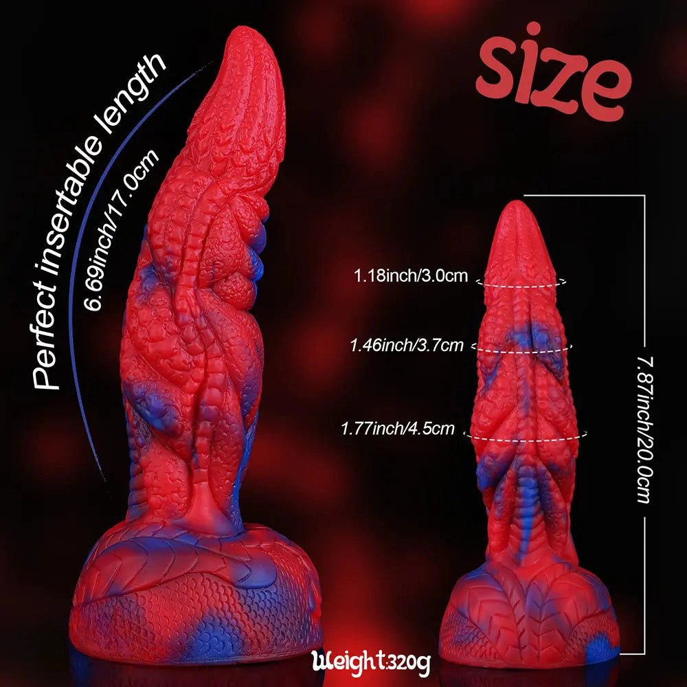 Crimson Dragon Scale Fantasy Dildo - Ridged Monster Dildo