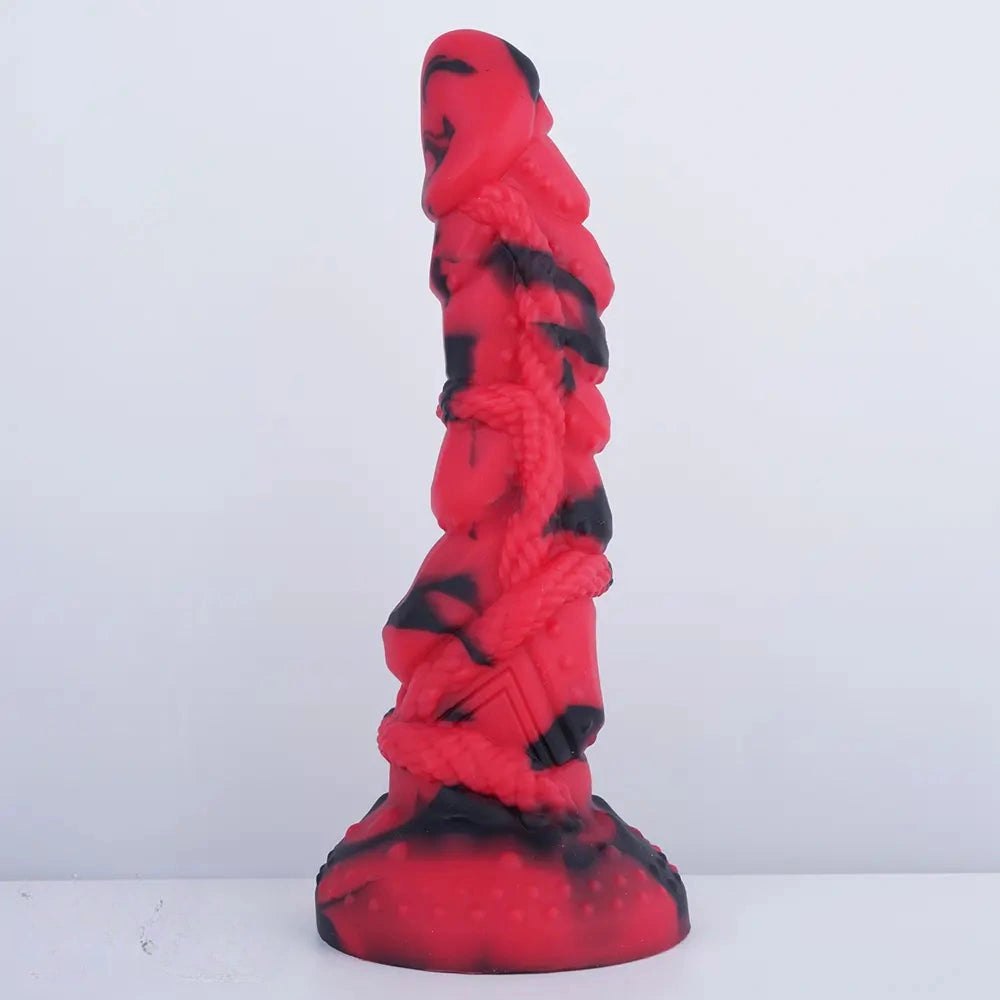 Crimson Rope Textured Fantasy Dildo - Dragon Dildo