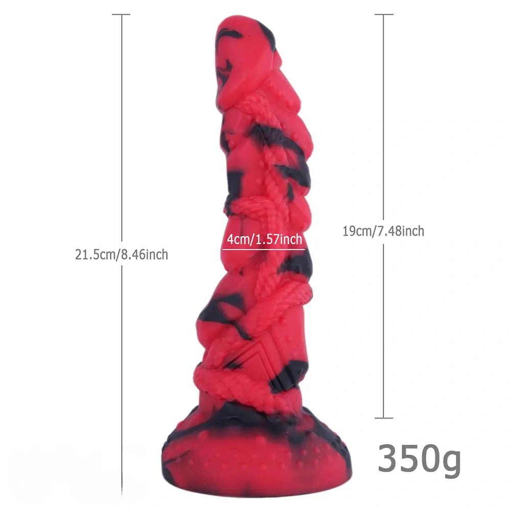 Crimson Rope Textured Fantasy Dildo - Dragon Dildo