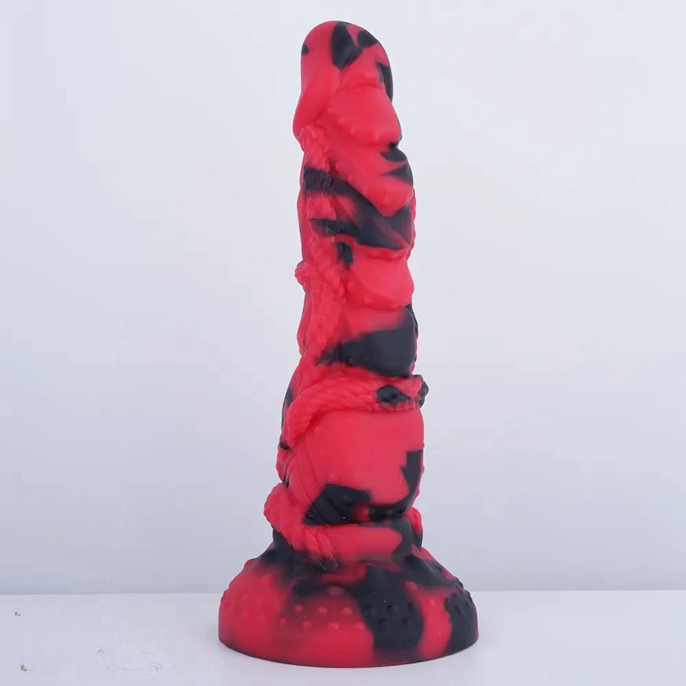 Crimson Rope Textured Fantasy Dildo - Dragon Dildo