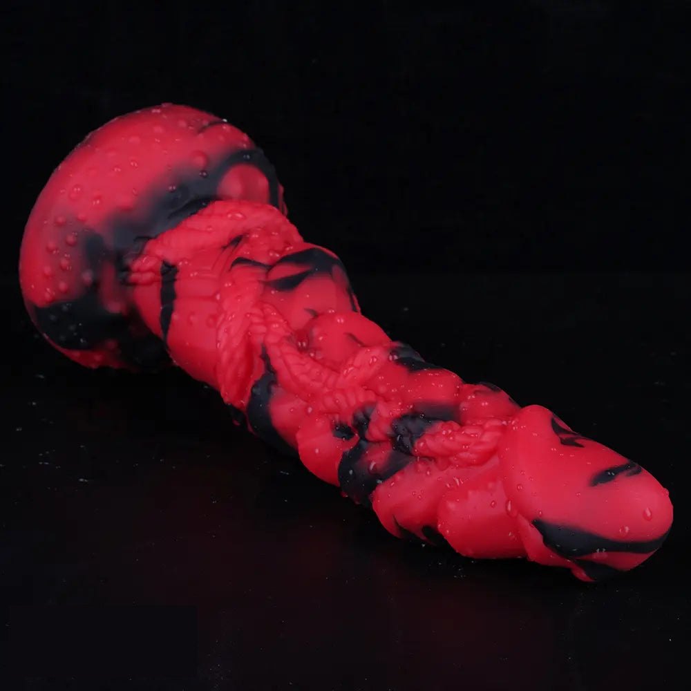 Crimson Rope Textured Fantasy Dildo - Dragon Dildo
