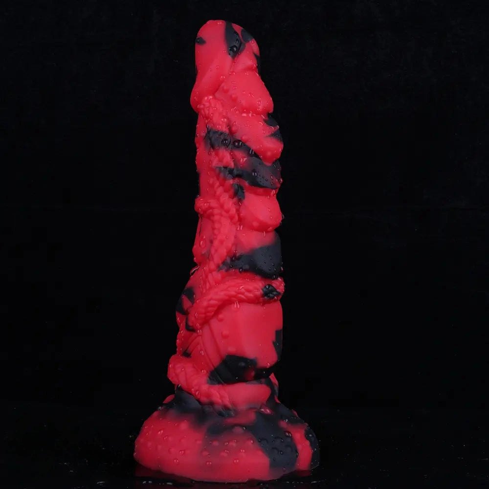 Crimson Rope Textured Fantasy Dildo - Dragon Dildo