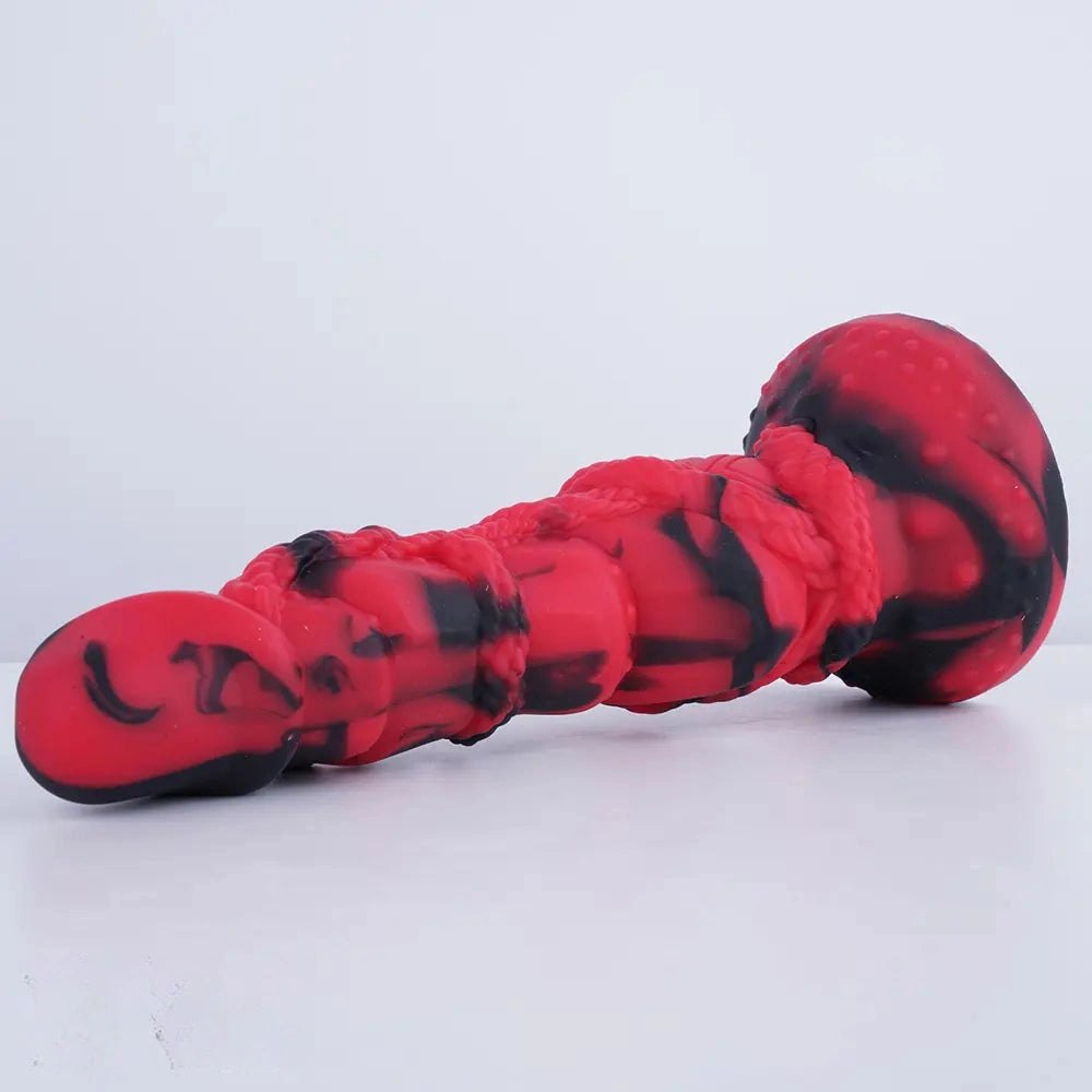 Crimson Rope Textured Fantasy Dildo - Dragon Dildo