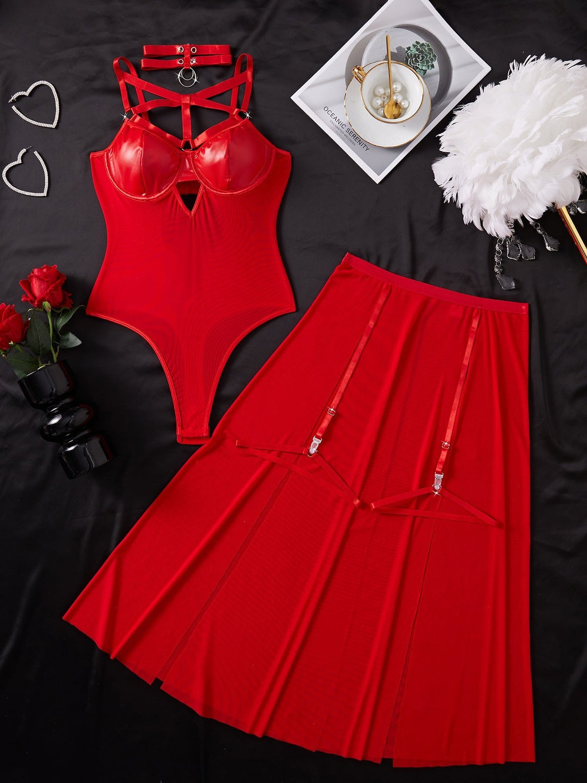 Criss-Cross Keyhole Patent Gown - Sexy Lingerie Dress
