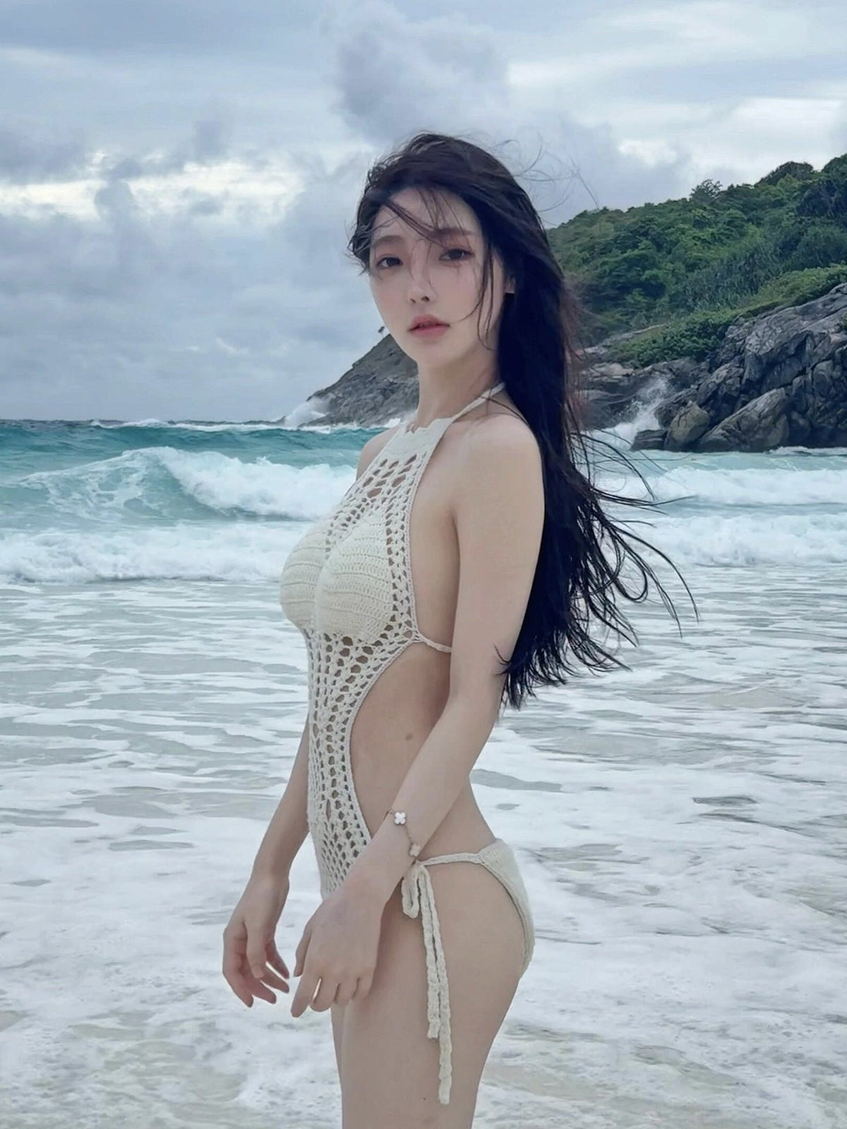 Crochet Hollow-Out Monokini - Sexy Lingerie Dress