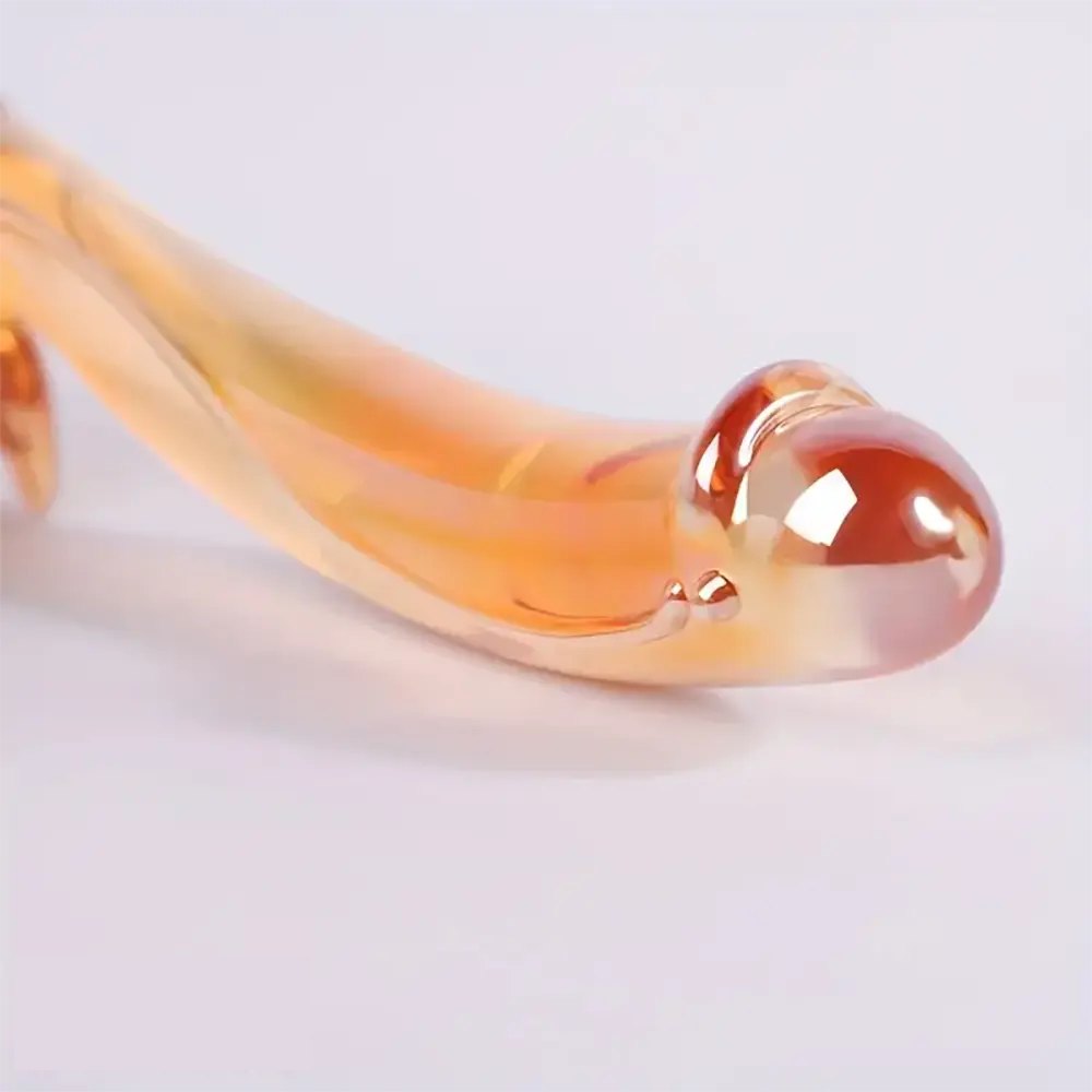 Curved Amber Glass Dildo - Curved Glass Anal Dildo