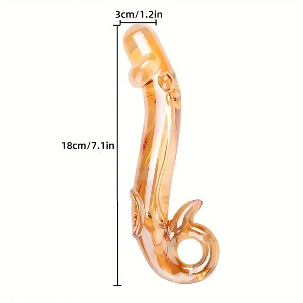 Curved Amber Glass Dildo - Curved Glass Anal Dildo