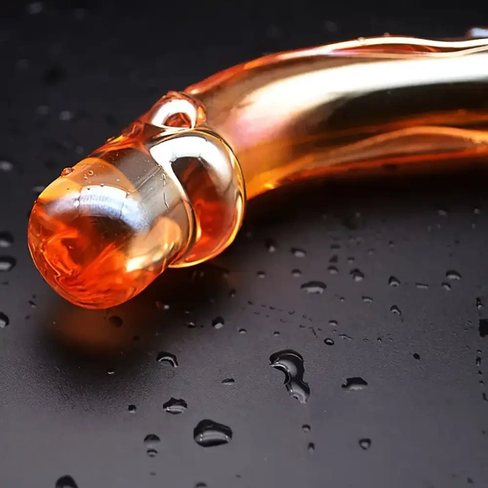 Curved Amber Glass Dildo - Curved Glass Anal Dildo