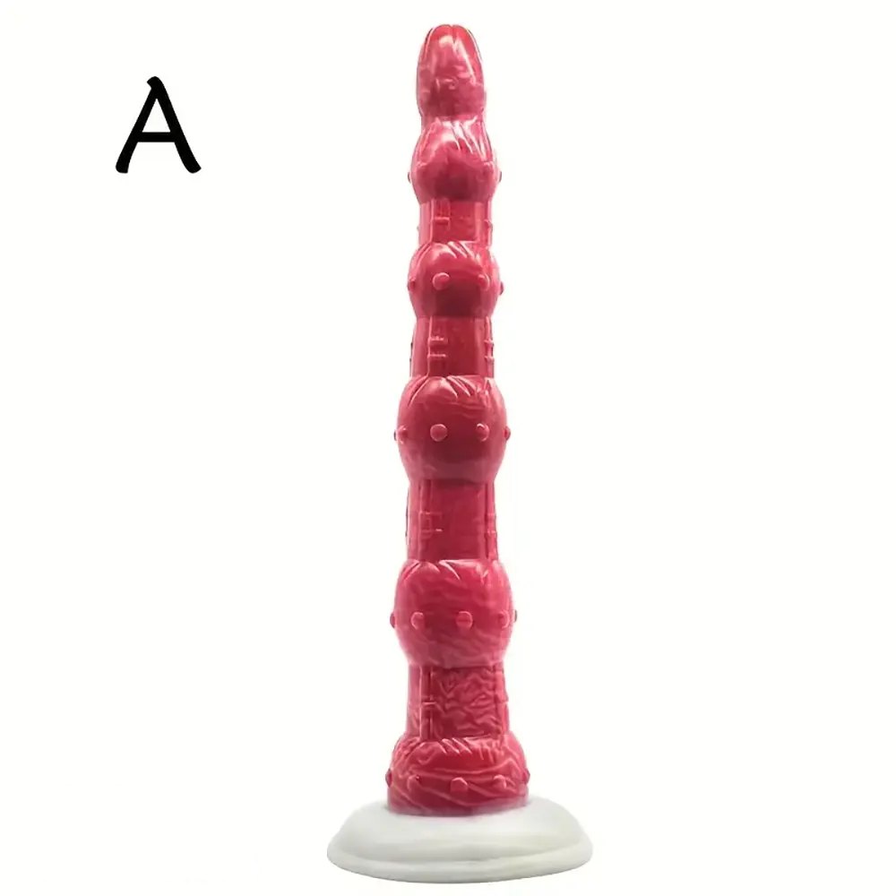 Curved Beaded Anal Dildo 14 in - Silicone Beads Toy