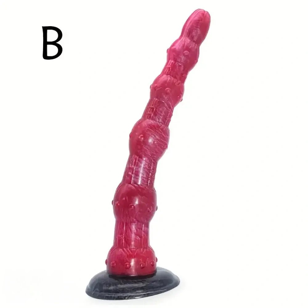 Curved Beaded Anal Dildo 14 in - Silicone Beads Toy
