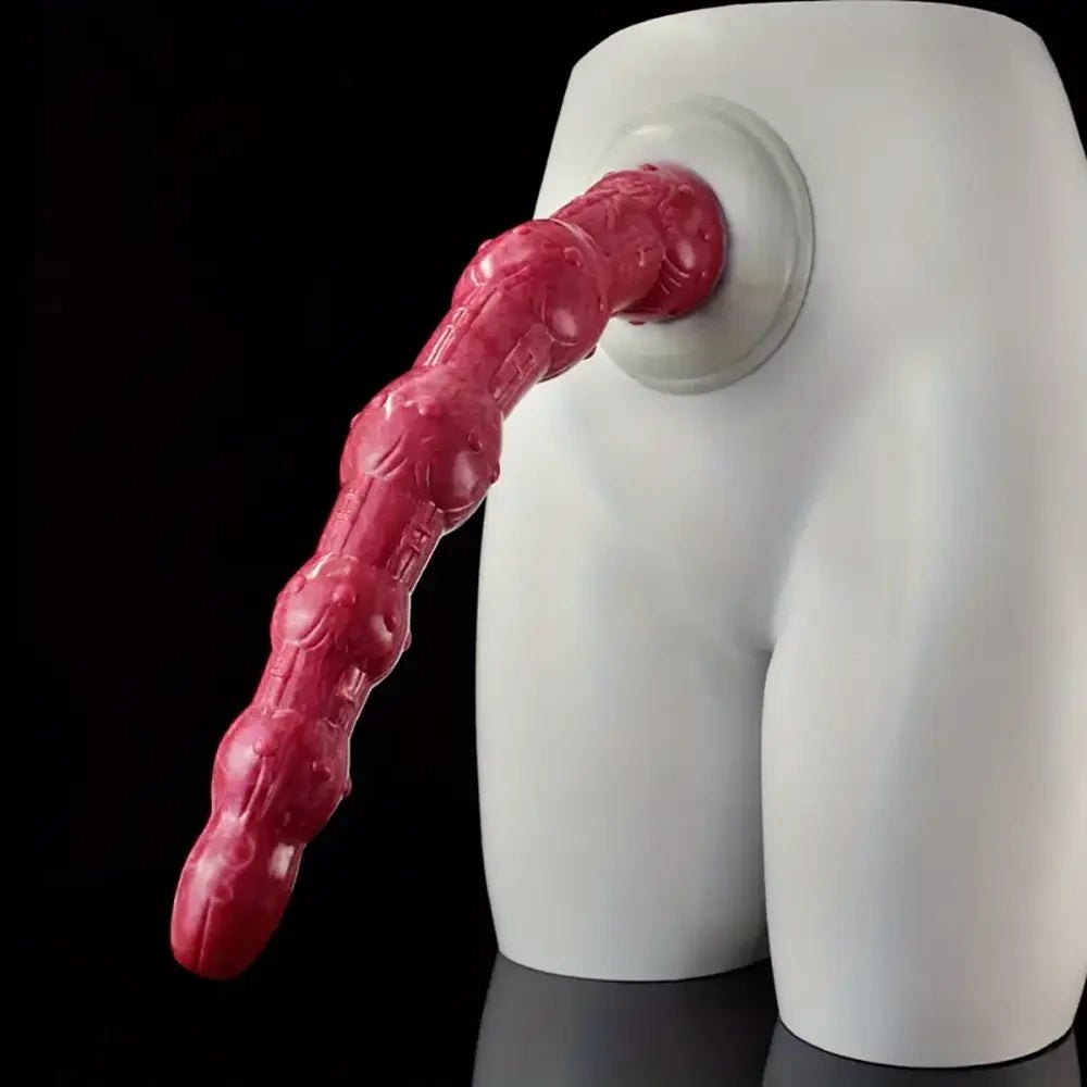 Curved Beaded Anal Dildo 14 in - Silicone Beads Toy
