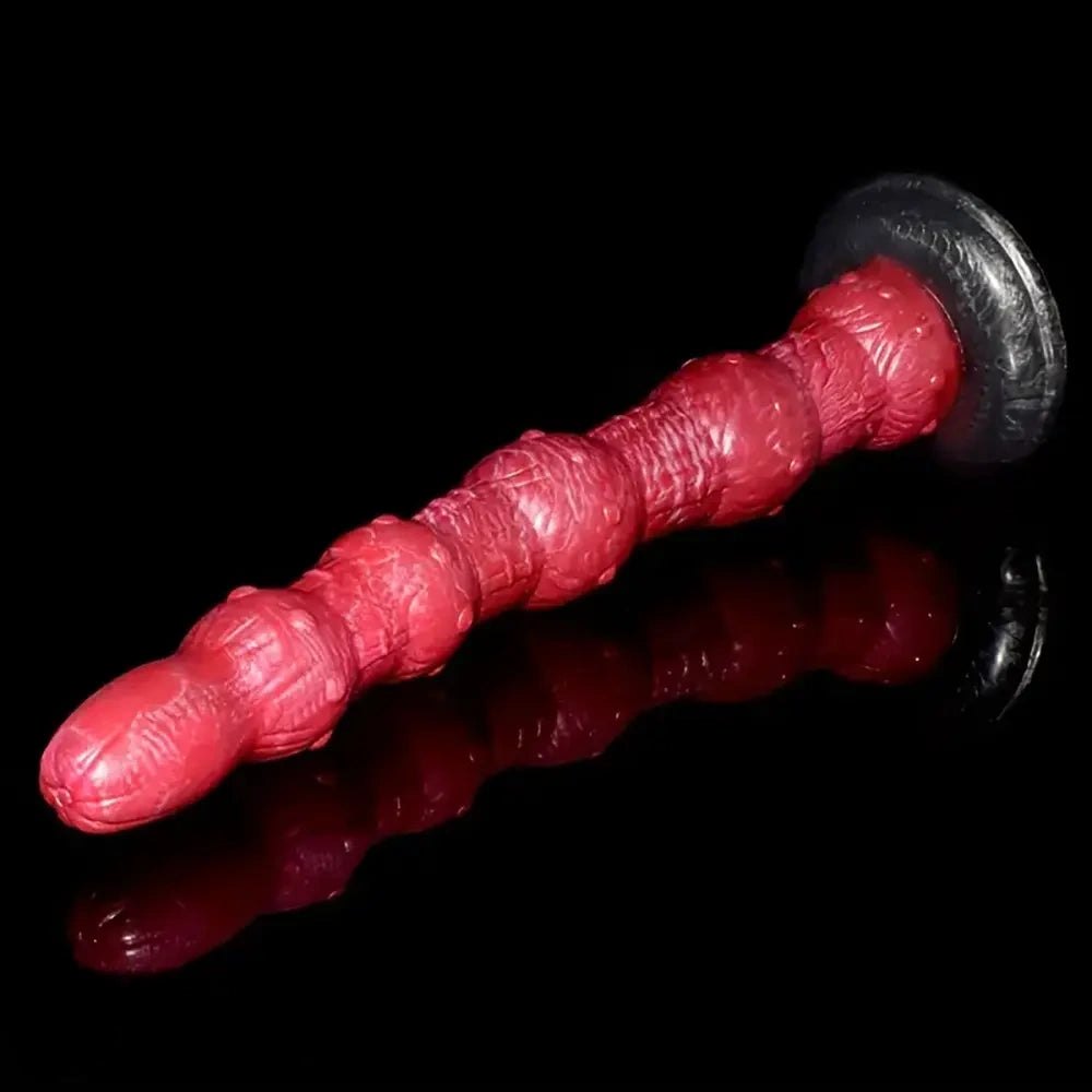 Curved Beaded Anal Dildo 14 in - Silicone Beads Toy