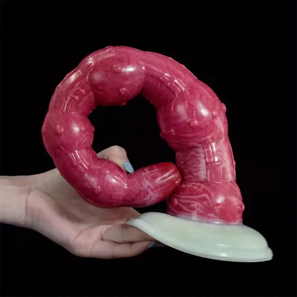 Curved Beaded Anal Dildo 14 in - Silicone Beads Toy