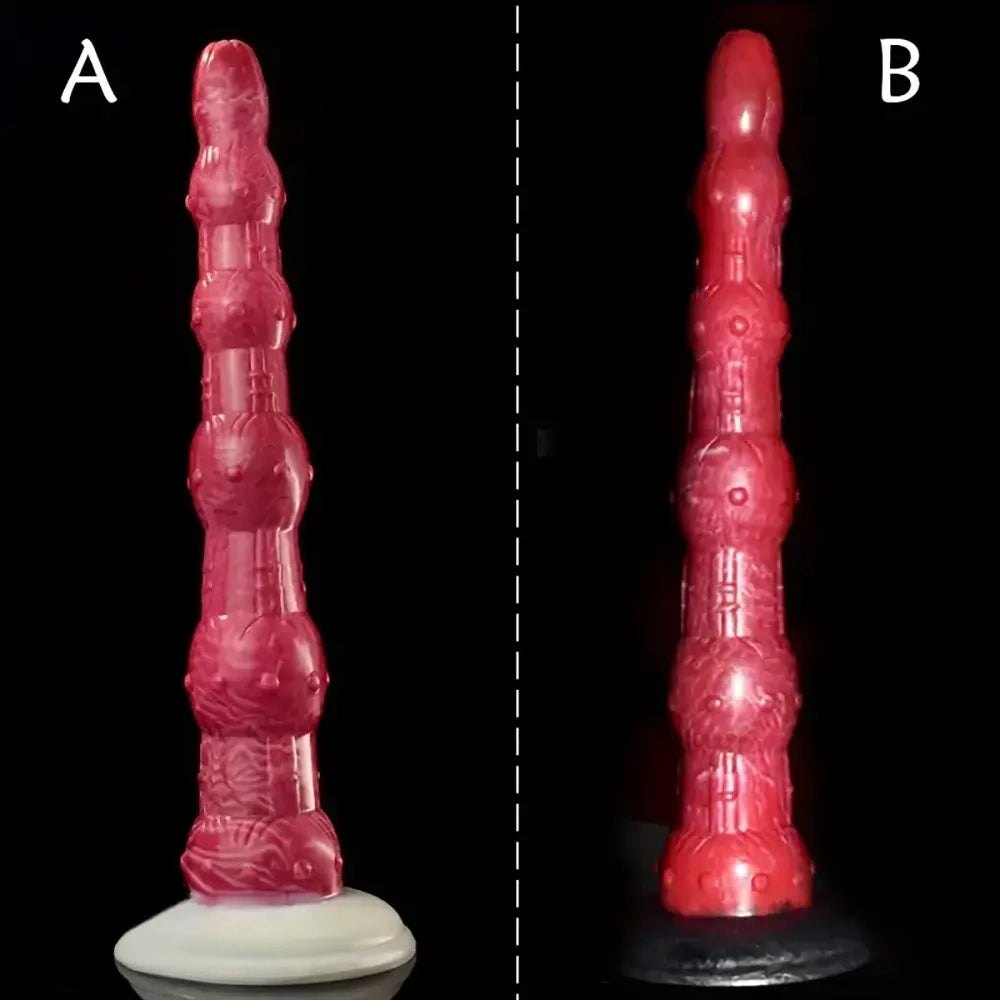 Curved Beaded Anal Dildo 14 in - Silicone Beads Toy