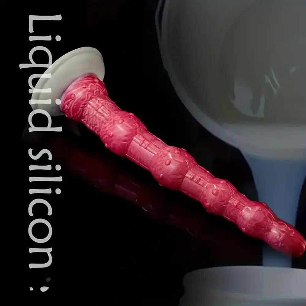 Curved Beaded Anal Dildo 14 in - Silicone Beads Toy