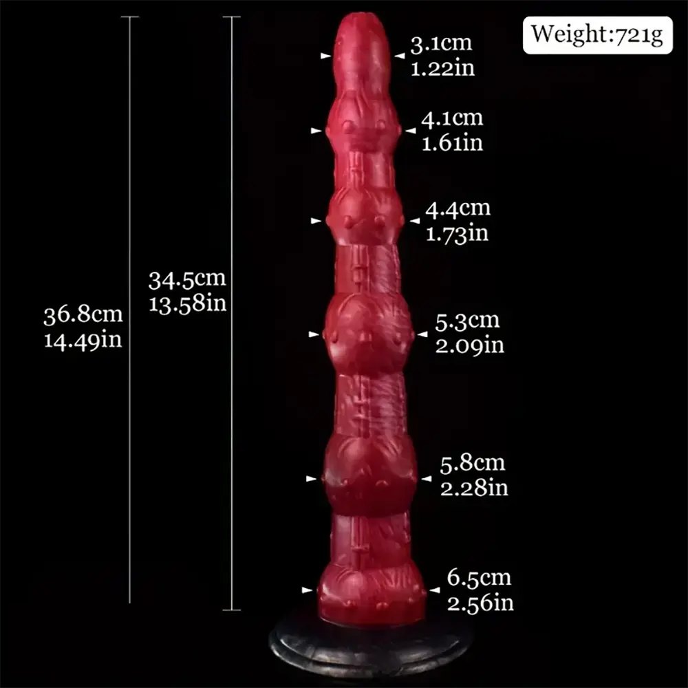 Curved Beaded Anal Dildo 14 in - Silicone Beads Toy