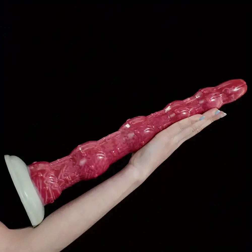 Curved Beaded Anal Dildo 14 in - Silicone Beads Toy