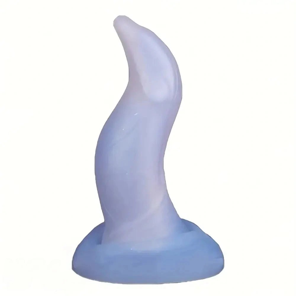 Curved Blue Silicone G-Spot Dildo - Beak-Tip Curved Dildo