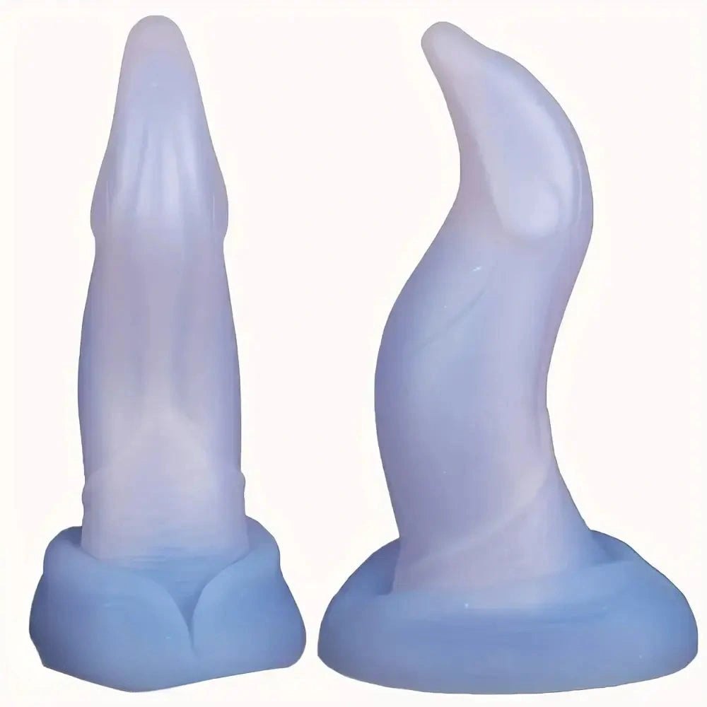 Curved Blue Silicone G-Spot Dildo - Beak-Tip Curved Dildo