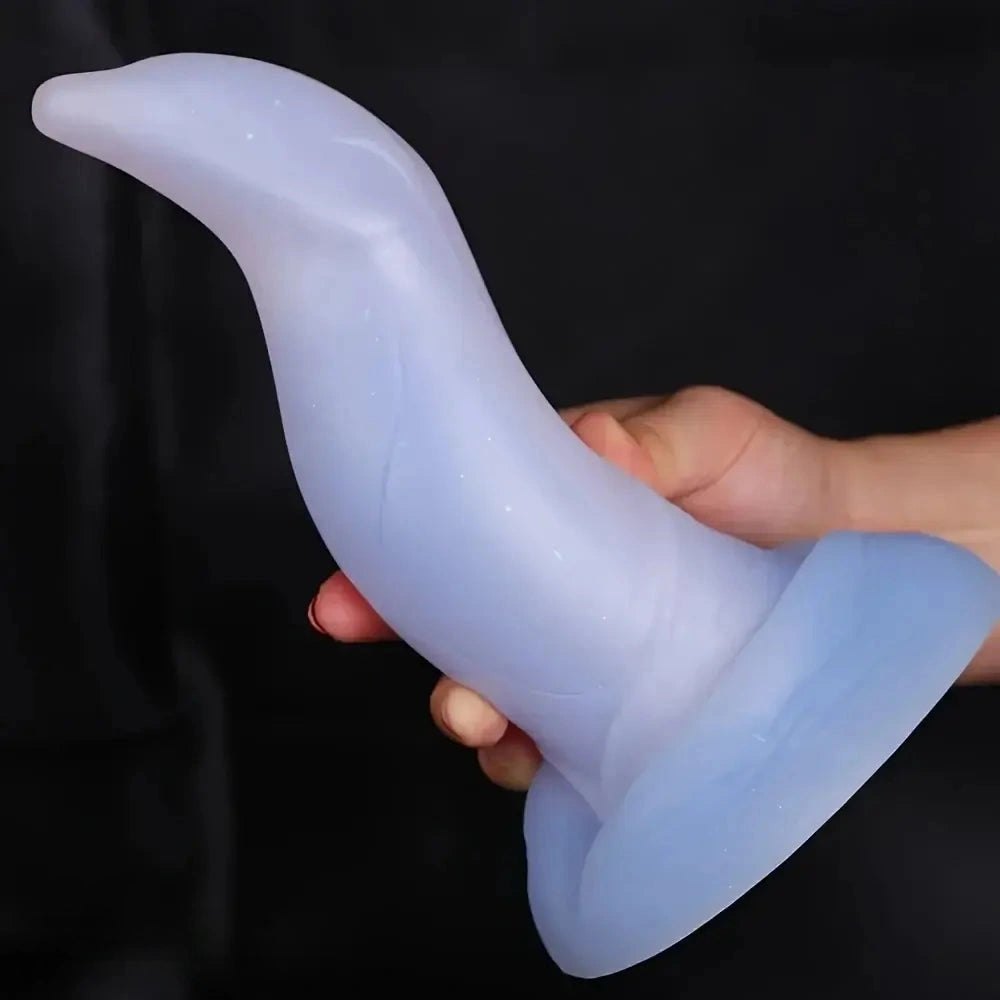 Curved Blue Silicone G-Spot Dildo - Beak-Tip Curved Dildo