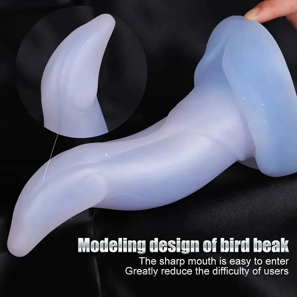 Curved Blue Silicone G-Spot Dildo - Beak-Tip Curved Dildo