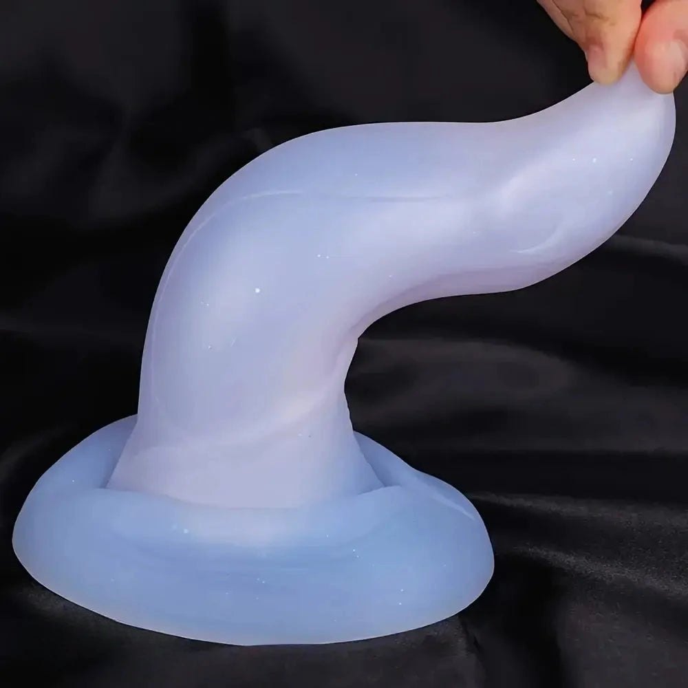 Curved Blue Silicone G-Spot Dildo - Beak-Tip Curved Dildo