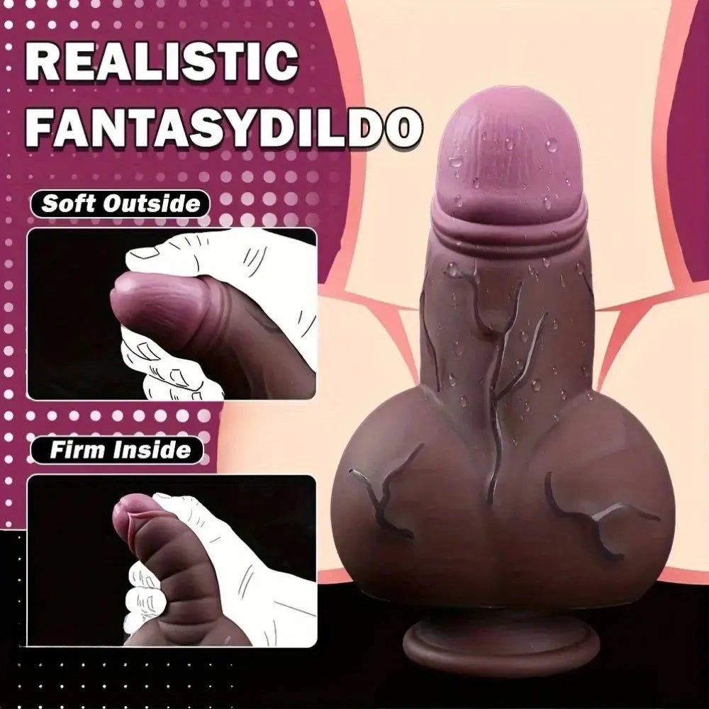 Curved Bulbous Thick Silicone Dildo - Large Thick Dildo