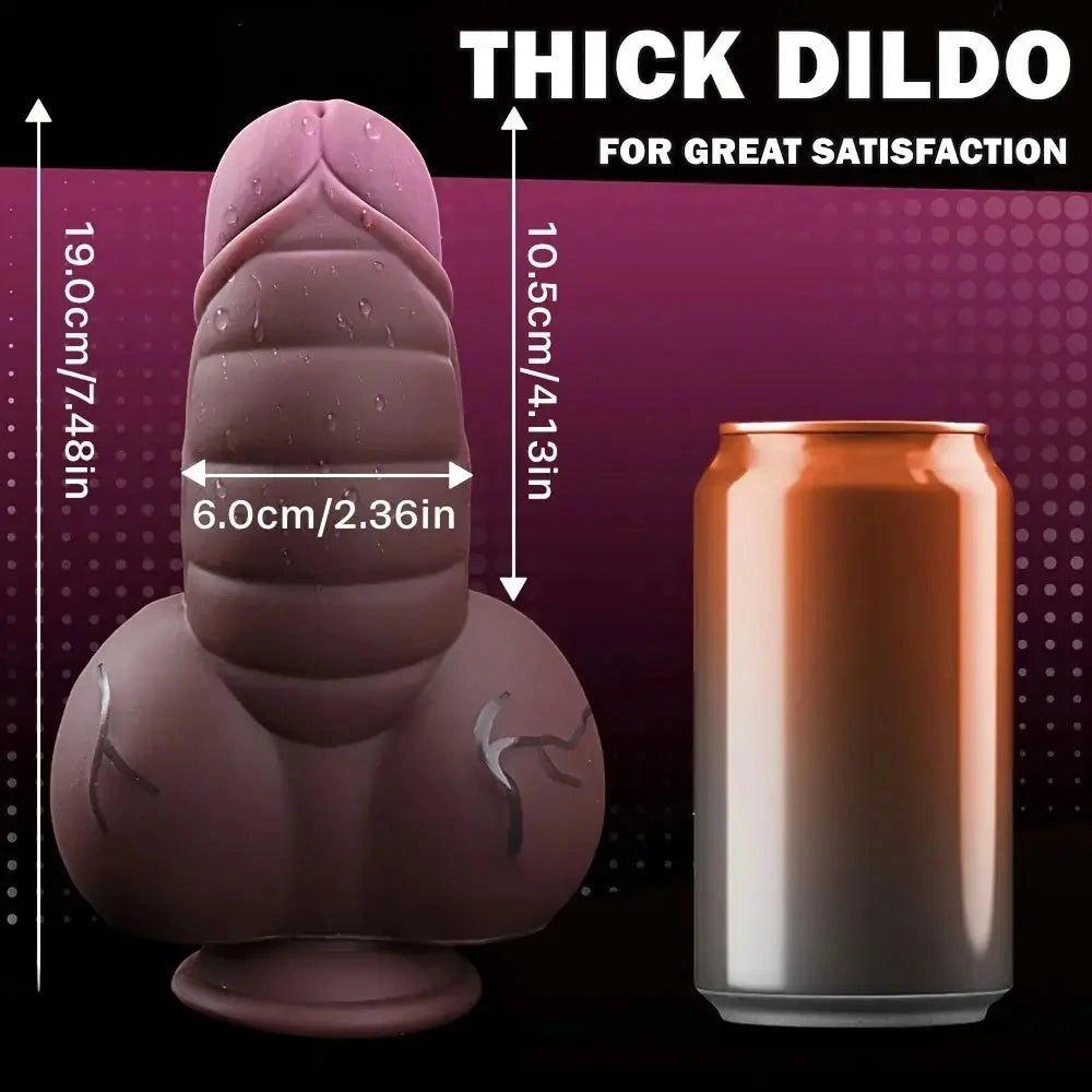 Curved Bulbous Thick Silicone Dildo - Large Thick Dildo