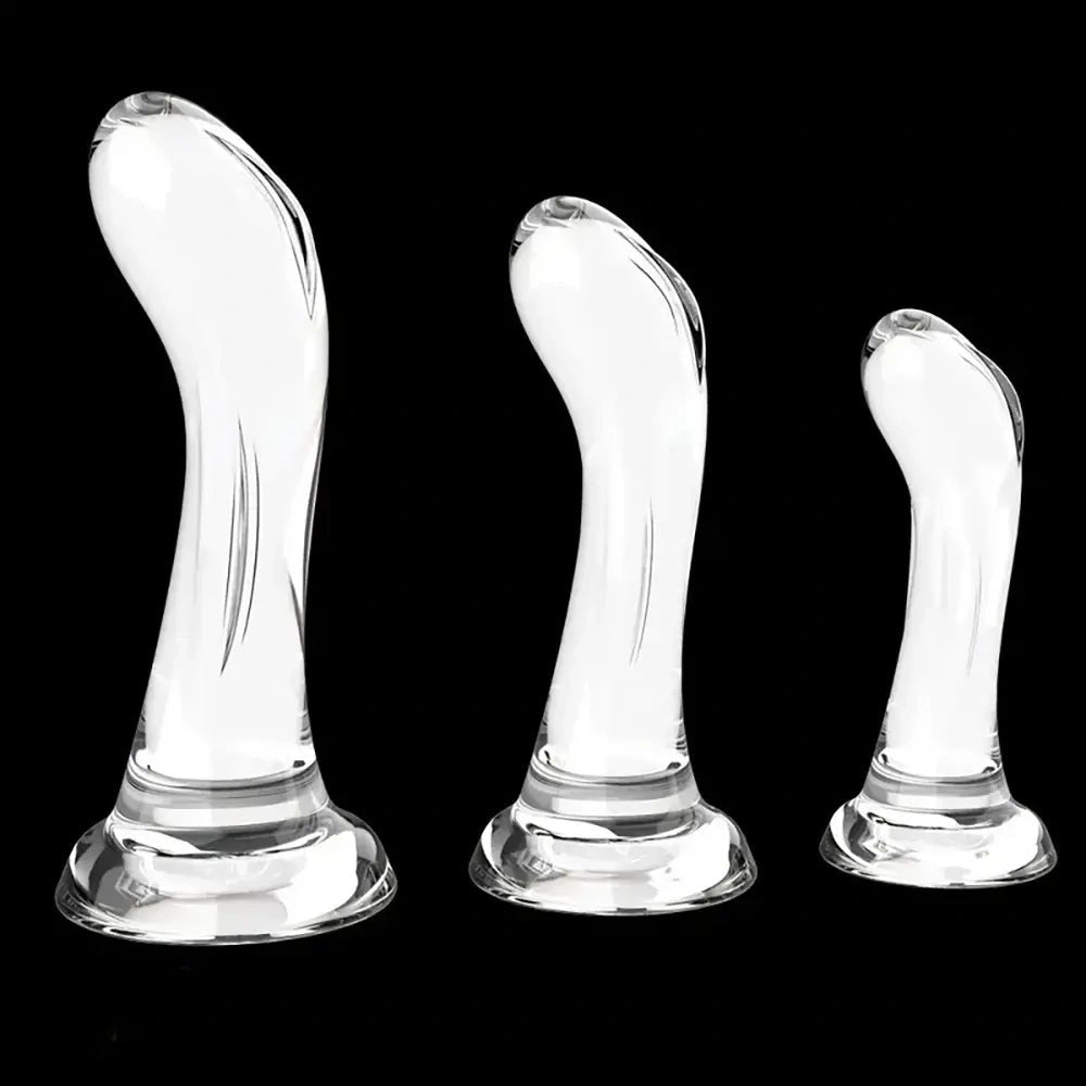 Curved Clear TPR Dildo - Slim Curved G-Spot Massager