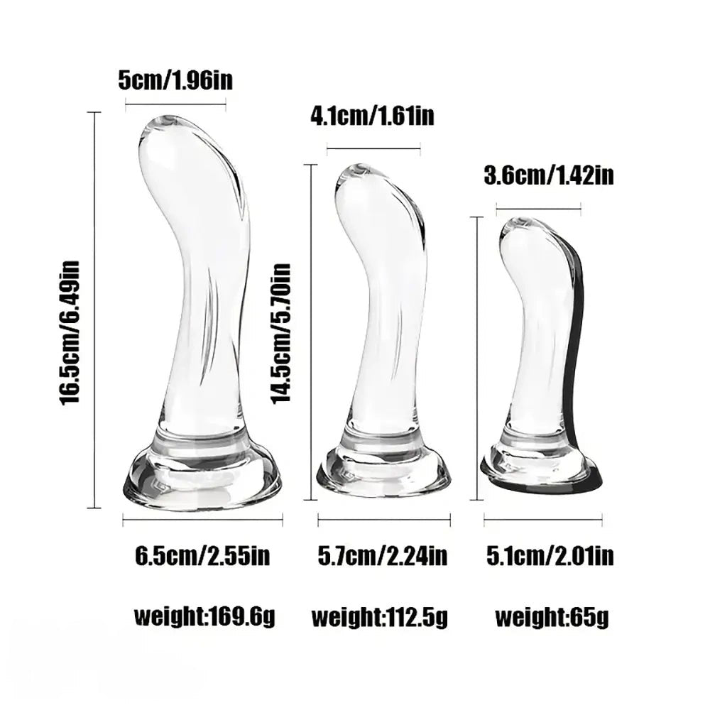 Curved Clear TPR Dildo - Slim Curved G-Spot Massager