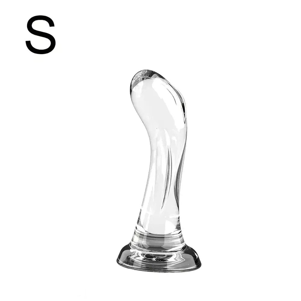 Curved Clear TPR Dildo - Slim Curved G-Spot Massager