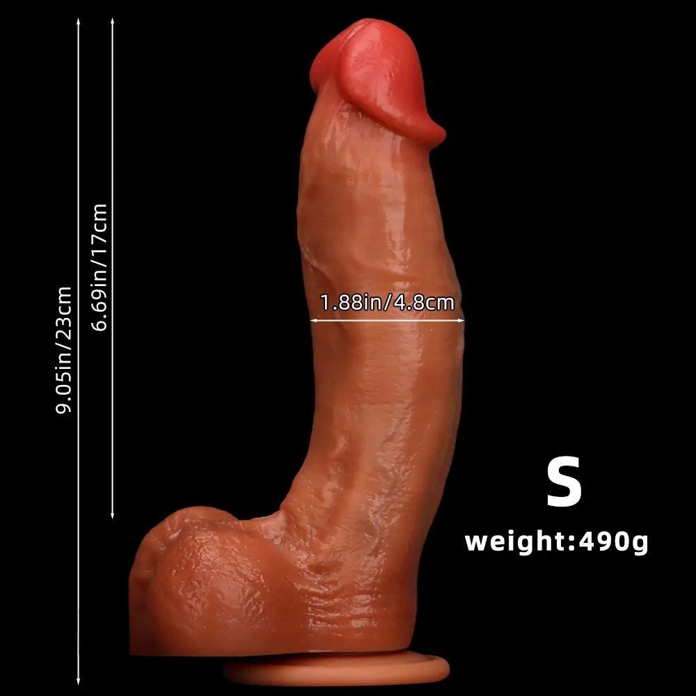 Curved Coffee Silicone Dildo - G-Spot Dildo in Three Sizes